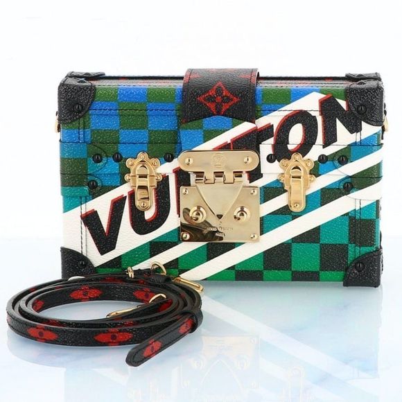 Louis Vuitton, Bags, Louis Vuitton Petite Malle Race Print Checker Trunk  Crossbody Leather Lv Bag